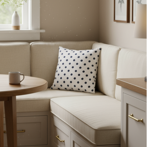 Modern White with Navy Polka Dots Indoor Pillow Cover with Zipper