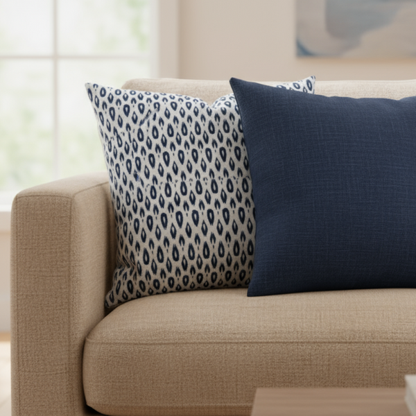 Nate Berkus Ikat Indre Lynwood Navy Indoor Pillow Cover with zipper