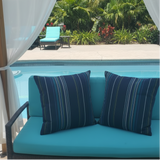 Sunbrella Acrylic Canvas Stanton Lagoon Stripes Outdoor Pillow Cover with zipper