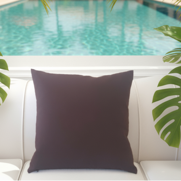 Sunbrella Canvas Bay Brown Indoor Outdoor Lumbar Pillow Cover with Zipper