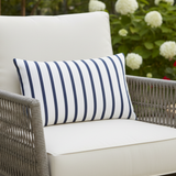 Sunbrella Acrylic Lido  Indigo Stripes Outdoor Pillow Cover with Zipper