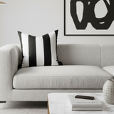 Vertical Indoor 3" Stripe Black White Indoor Pillow Cover with Zipper