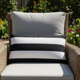 Indoor Outdoor 3" Stripe Black White Pillow Cover with Zipper