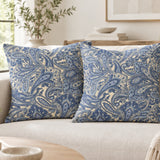 Lot de DEUX housses de coussin d'intérieur à rayures tic-tac bleues pour décoration de ferme
