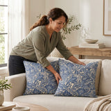 Lot de DEUX housses de coussin d'intérieur à rayures tic-tac bleues pour décoration de ferme
