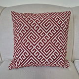 Set of TWO 18x18 Greek Keys Maze Cut Velvet Indoor Pillow Cover with Zipper