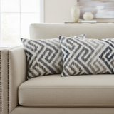 Set of TWO  20x12 Grey Stone Kaufmann Kasuri Indoor Lumbar Pillow Covers