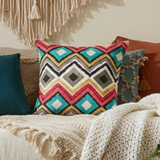 IKAT Like A Diamond Fog Lattice Denim Pillow Cover with Zipper