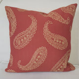Set of TWO 18x18 Henna Dark Orange and Gold Paisley Indoor Pillow Cover with Zipper
