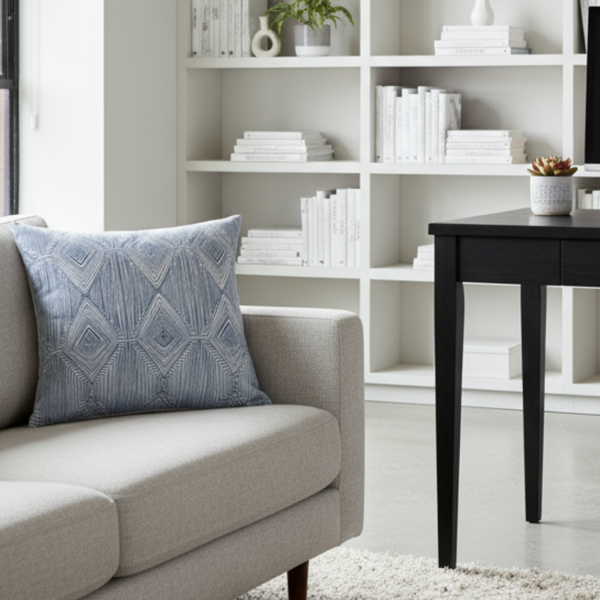 Ikat Nate Berkus Indigo Blue Indoor Pillow Cover with Zipper