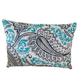 Set of TWO - Paisley Oxford Ocean Indoor Outdoor Lumbar Pillow Covers 18"x12" with Zipper