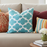 Fynn Quatrefoil Coastal Blue Slub Indoor Pillow Cover with zipper