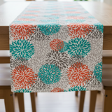 Bright Coloured Modern Floral Pacific Bloom Indoor Outdoor Table Runner