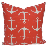 Set of TWO Sailor Nautical Anchor Slub Salmon Indoor Pillow Cover