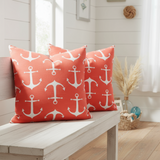 Set of TWO 16x16 Sailor Nautical Anchor Slub Salmon Indoor Pillow Cover