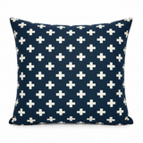 Set of TWO 20x12 Premier Navy Swiss Cross Indoor Lumbar Pillow Covers with Zipper