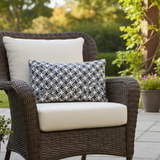 Set of Two Lumbar 20x12 Waikiki Black White Indoor Outdoor Pillow Covers with Zipper