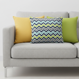 Chevron Zoom Zoom Slub Canal Indoor Lumbar Pillow Cover with Solid Color Backing and Zipper