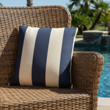 Premier Prints 3" Vertical Stripe Deep Blue Ivory Indoor Outdoor Pillow Cover