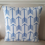 Modern White Cobalt Blue Arrows Indoor Pillow Cover with Zipper