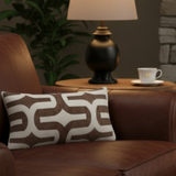 Geometrical Embrace-Drew Italian Brown Indoor Pillow Cover with Zipper