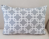 Set of TWO 20x12 Lumbar Lattice Indoor Outdoor Pillow Cover Gotcha Grey with Zipper