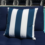 Indoor Outdoor 3" Vertical Stripe Navy White Pillow Cover with Zipper