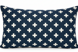 Set of TWO 20x12 Premier Navy Swiss Cross Indoor Lumbar Pillow Covers with Zipper