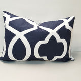 Lattice Trellis Morrow Navy Indoor Lumbar Pillow Cover with Zipper