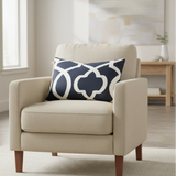 Lattice Trellis Morrow Navy Indoor Lumbar Pillow Cover with Zipper