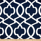 Lattice Trellis Morrow Navy Indoor Lumbar Pillow Cover with Zipper