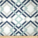 Indoor Geometric Winston Blue Cotton Pillow Cover with Zipper