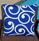 Set of TWO Richloom Solar Best Cobalt Scroll Indoor Outdoor Pillow Covers