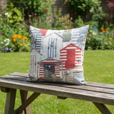 Beach Huts Vintage Indoor Outdoor Pillow Cover with Zipper