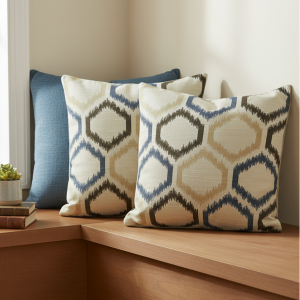 Ikat Trellis Mineral Robert Allen Indoor Pillow Cover with Zipper