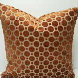 Set of TWO 20x12 Robert Allen Geo Copper Lumbar High End Cut Velvet Indoor Pillow Covers