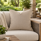 Sunbrella Acrylic Canvas Flax Beige Indoor Outdoor Pillow Cover
