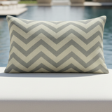 Sunbrella Chevron Ocean Grey 20x12 Lumbar Indoor Outdoor Pillow Cover