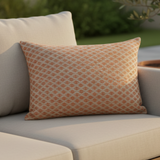 Set of TWO 20x12 Sunbrella Woven Detail Persimmon Indoor Outdoor Pillow Covers