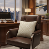 Sunbrella Fretwork Trellis Flax Indoor Outdoor Pillow Cover with Zipper