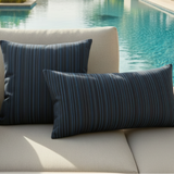 Sunbrella Acrylic Refine Indigo Stripes Indoor Outdoor Pillow Cover