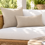 Sunbrella Acrylic Canvas Flax Beige Indoor Outdoor Pillow Cover