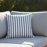 Sunbrella Acrylic Canvas Outdoor Lido Stripes Indigo Outdoor Pillow Cover with Zipper