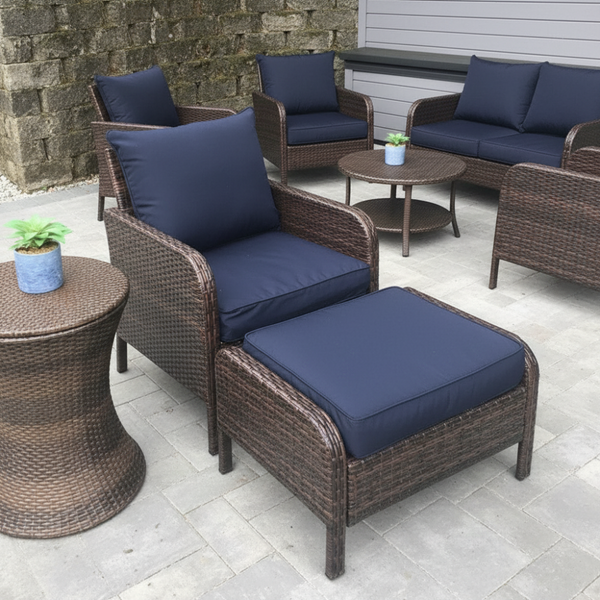 Sunbrella Canvas Navy Boxed Cushion Slipcover Outdoor Patio Replacement Cover