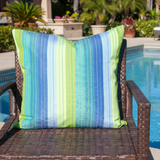 Sunbrella Acrylic Canvas Stripe Seville Seaside Pillow Cover with Zipper