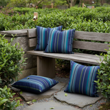 Sunbrella Acrylic Canvas Stanton Lagoon Stripes Outdoor Pillow Cover with zipper