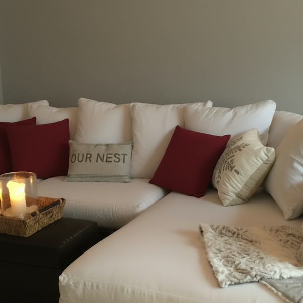 Modern White Denim Indoor Pillow cover with zipper