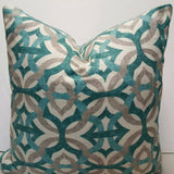 Designer Tipton Frost Linen Quatrefoil Indoor Pillow Cover with zipper