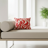 Modern Red Designer Lumbar Decorative Pillow Cover 20x16 with Zipper