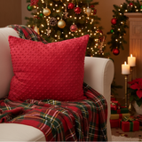 Set of TWO 14x14 FAST SHIP Minky Cuddle Dimple Red Indoor Pillow Covers with zipper